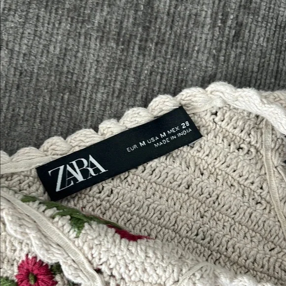 ZARA Floral Crochet Crop Top - Picture 5 of 10